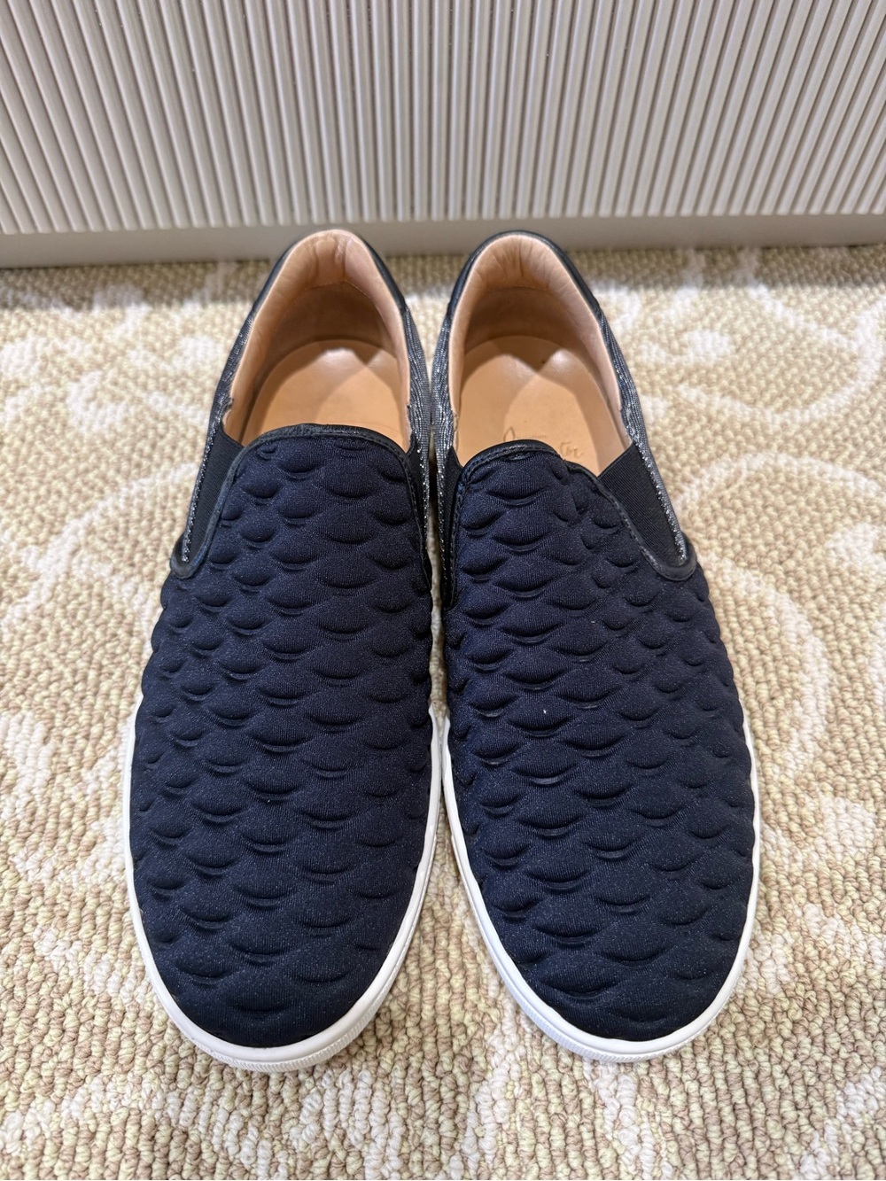 Christian Louboutin Black Quilted Slip-On Sneakers